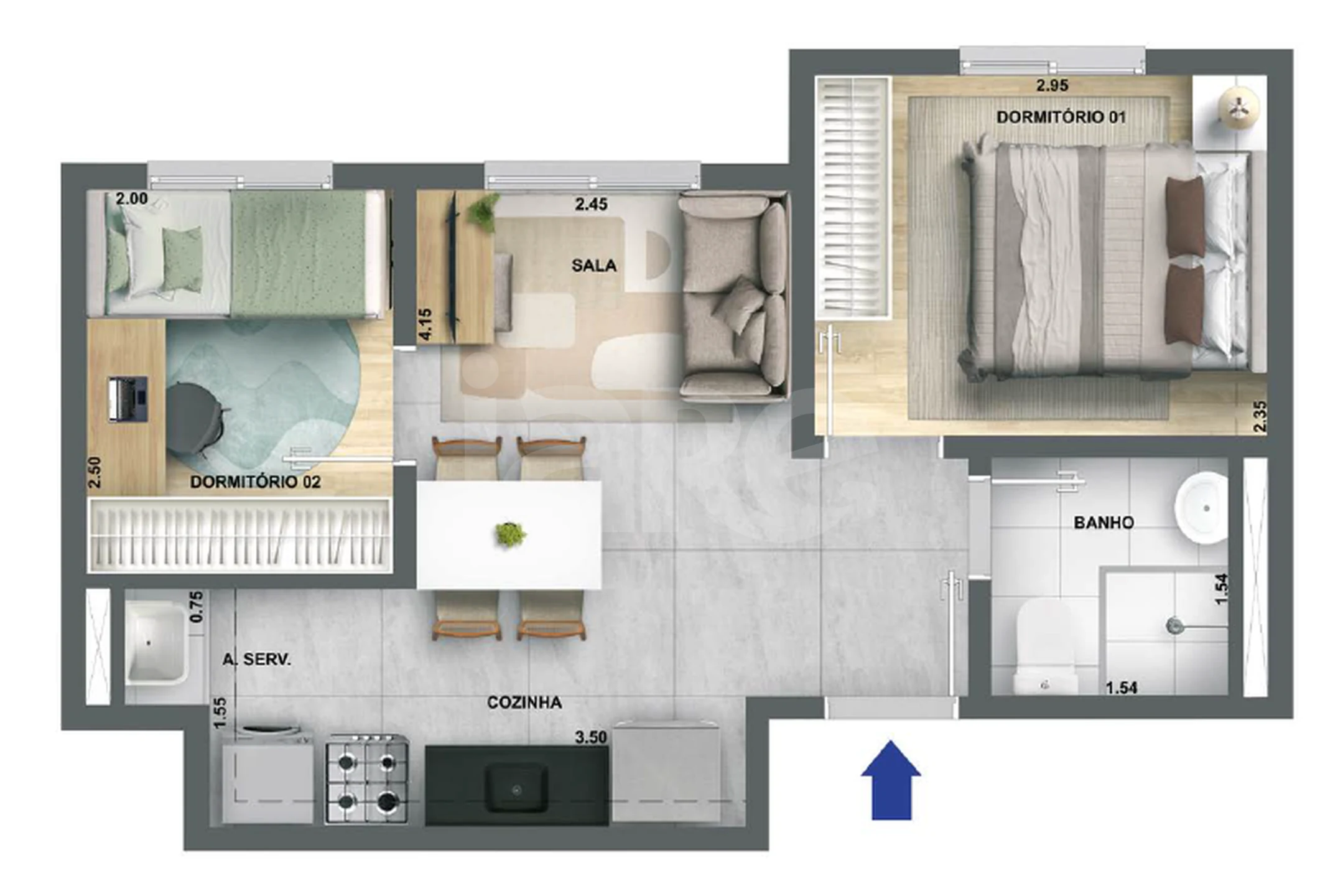 Planta — Apartamento 34 m²