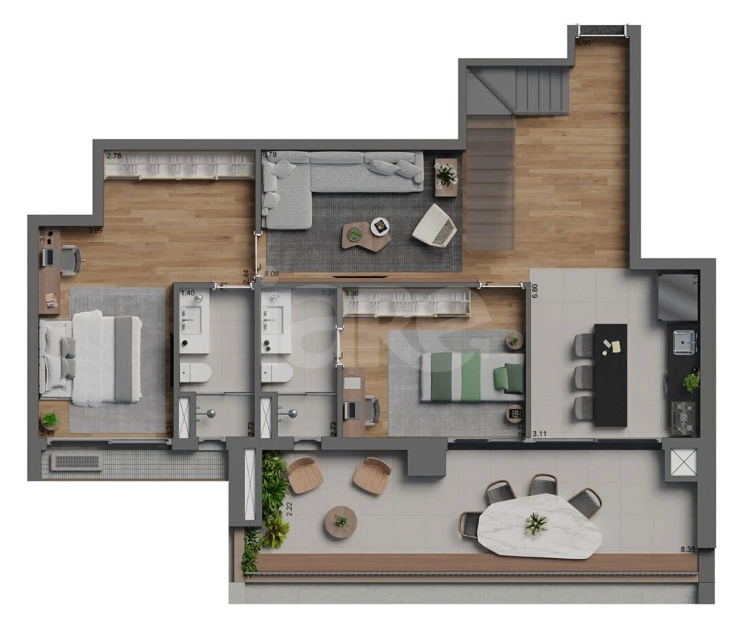 Planta — Cobertura Duplex 201,21 m²