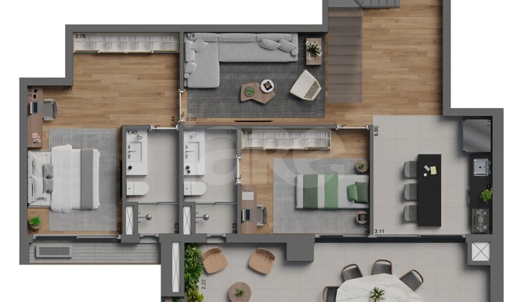 Planta — Cobertura Duplex 201,21 m²
