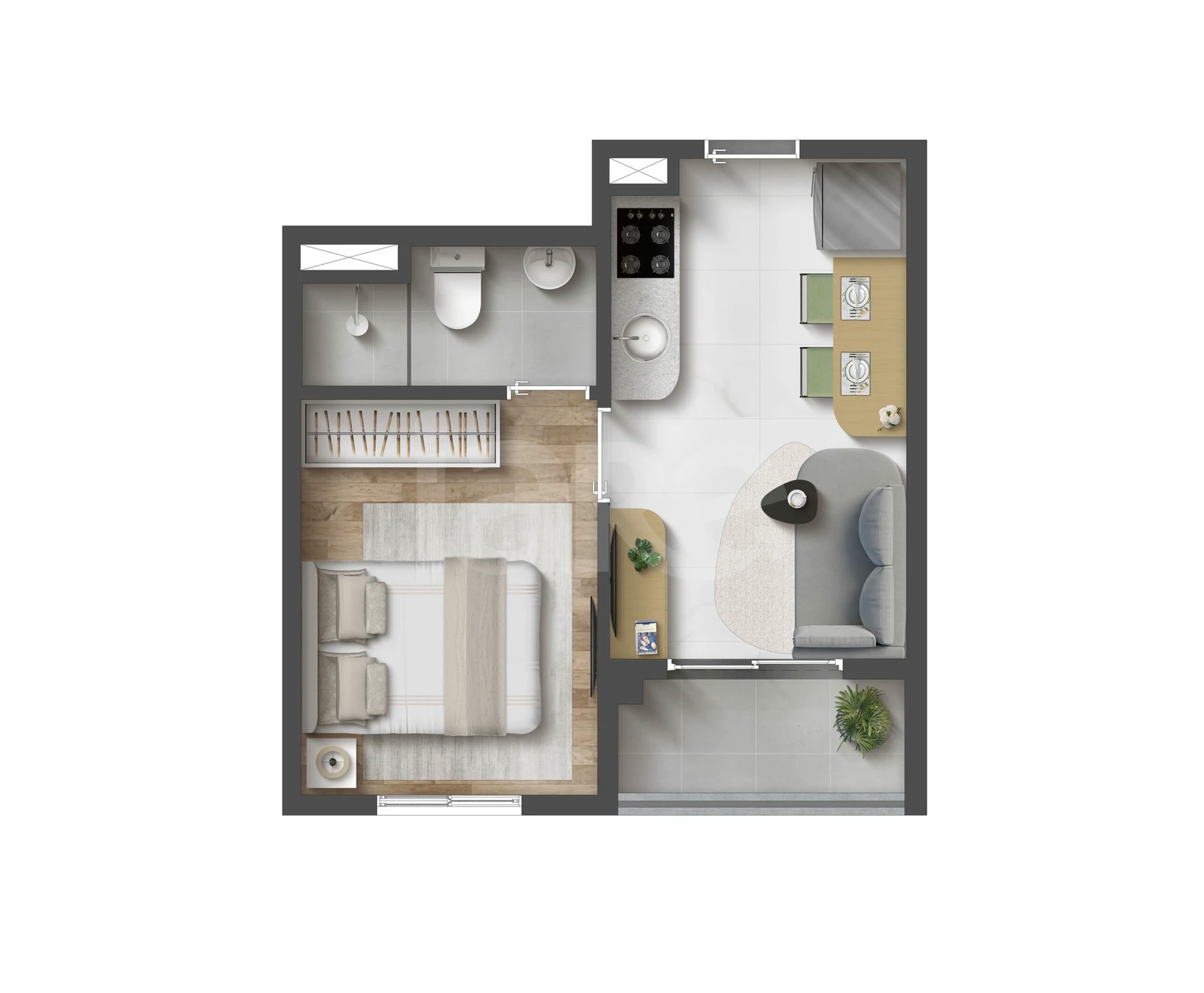 Planta — Apartamento 25,6 m²