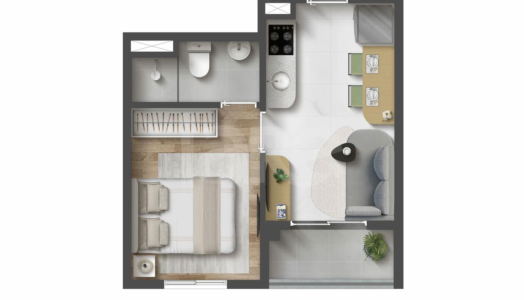 Planta — Apartamento 25,6 m²