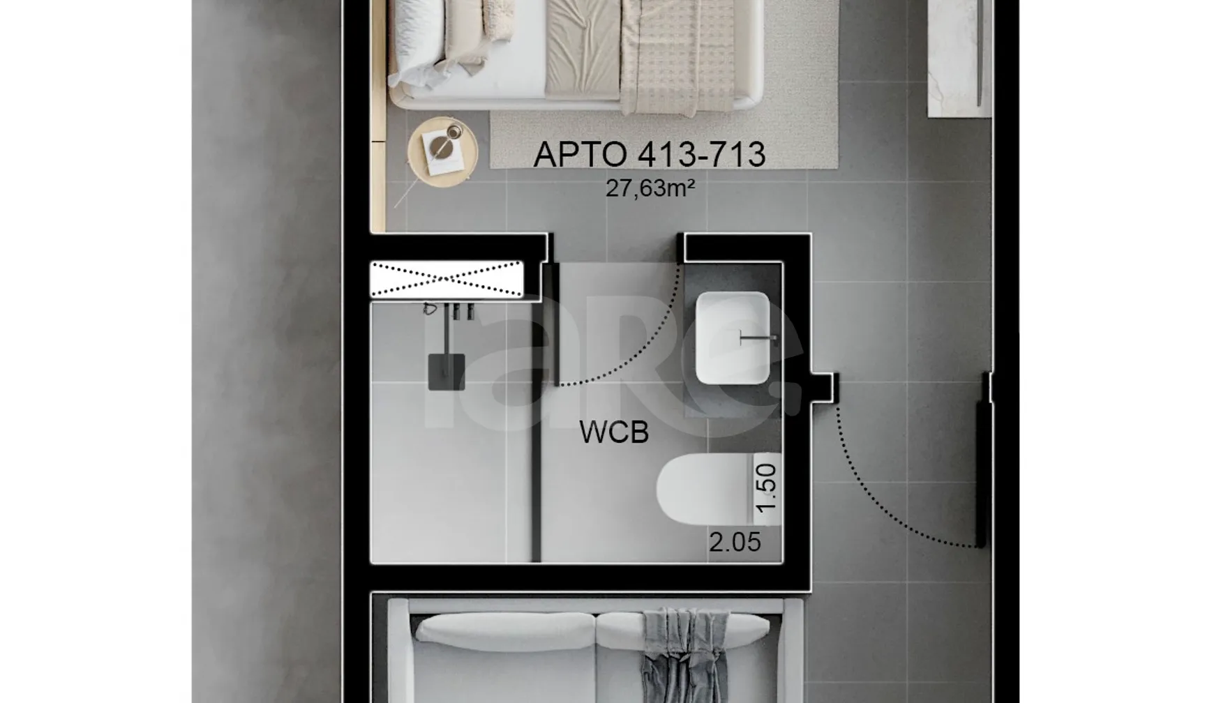 Planta — Apartamento 27,63 m²