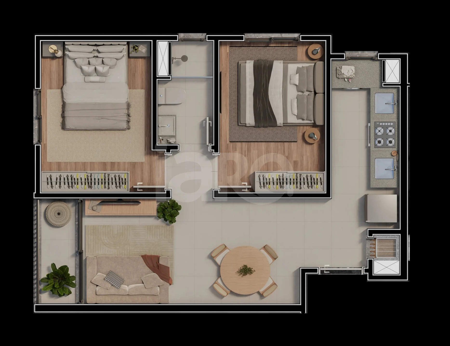 Planta — Apartamento 46,36 m²