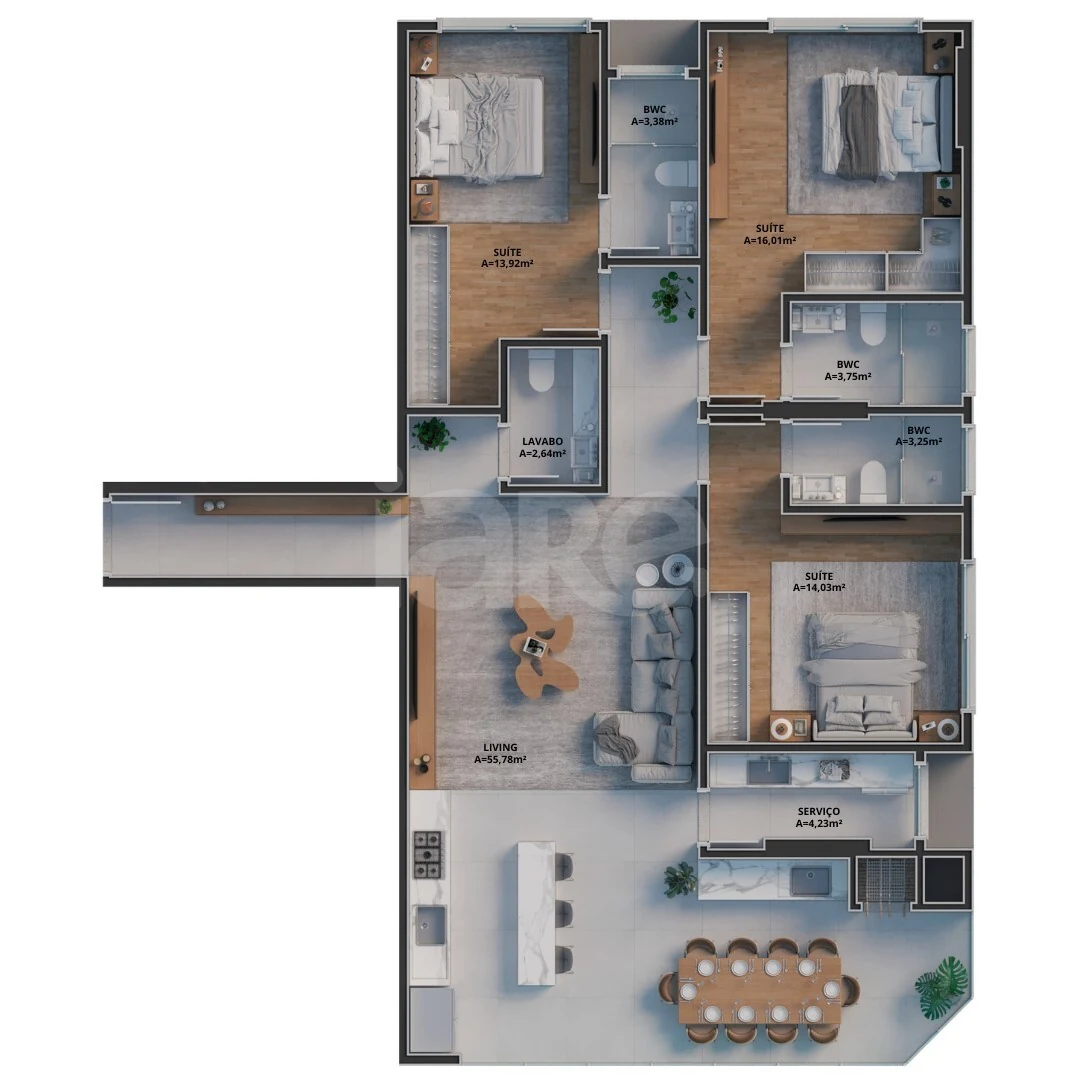 Planta — Apartamento 133,88 m²