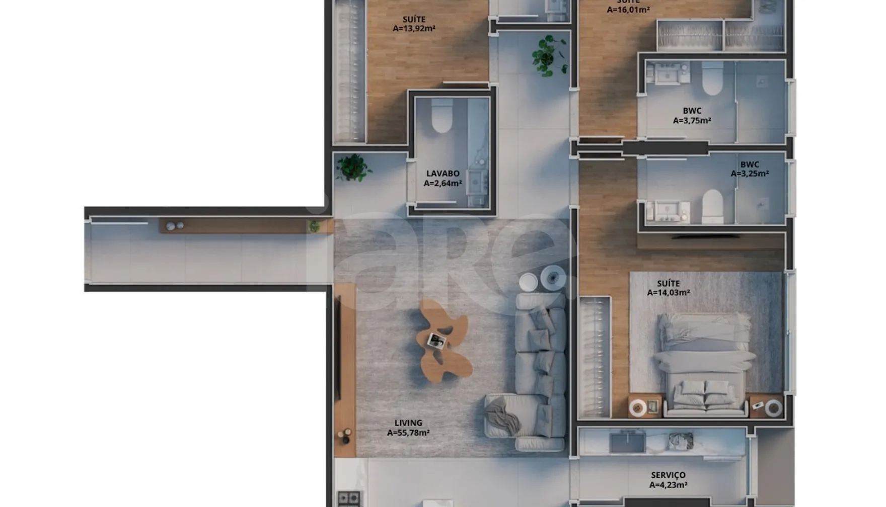 Planta — Apartamento 133,88 m²