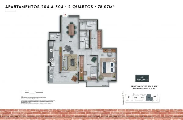 Planta — Apartamento 78,07 m²