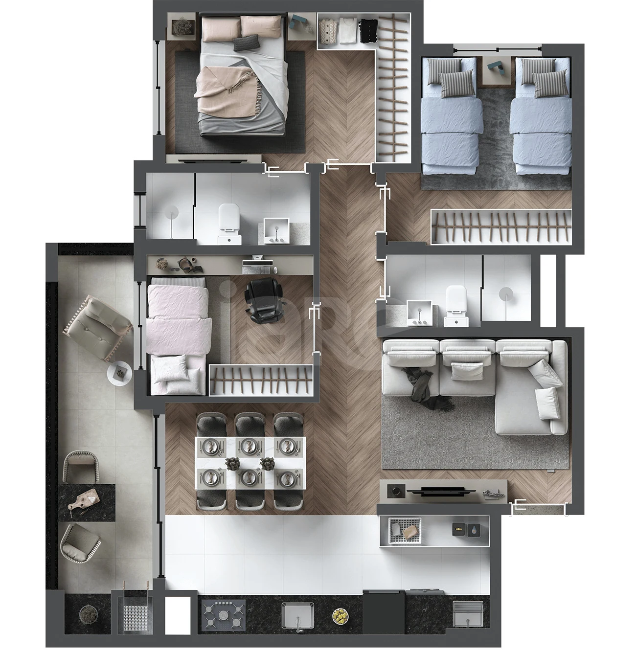 Planta — Apartamento 75,06 m²