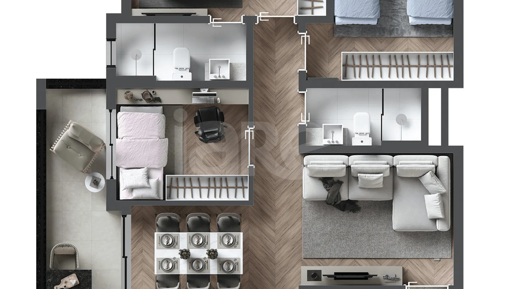 Planta — Apartamento 75,06 m²