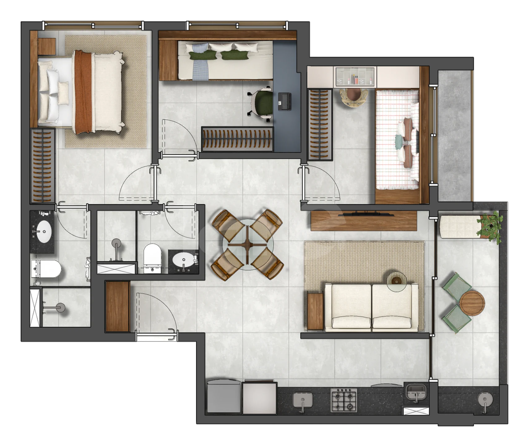 Planta — Apartamento 62,33 m²