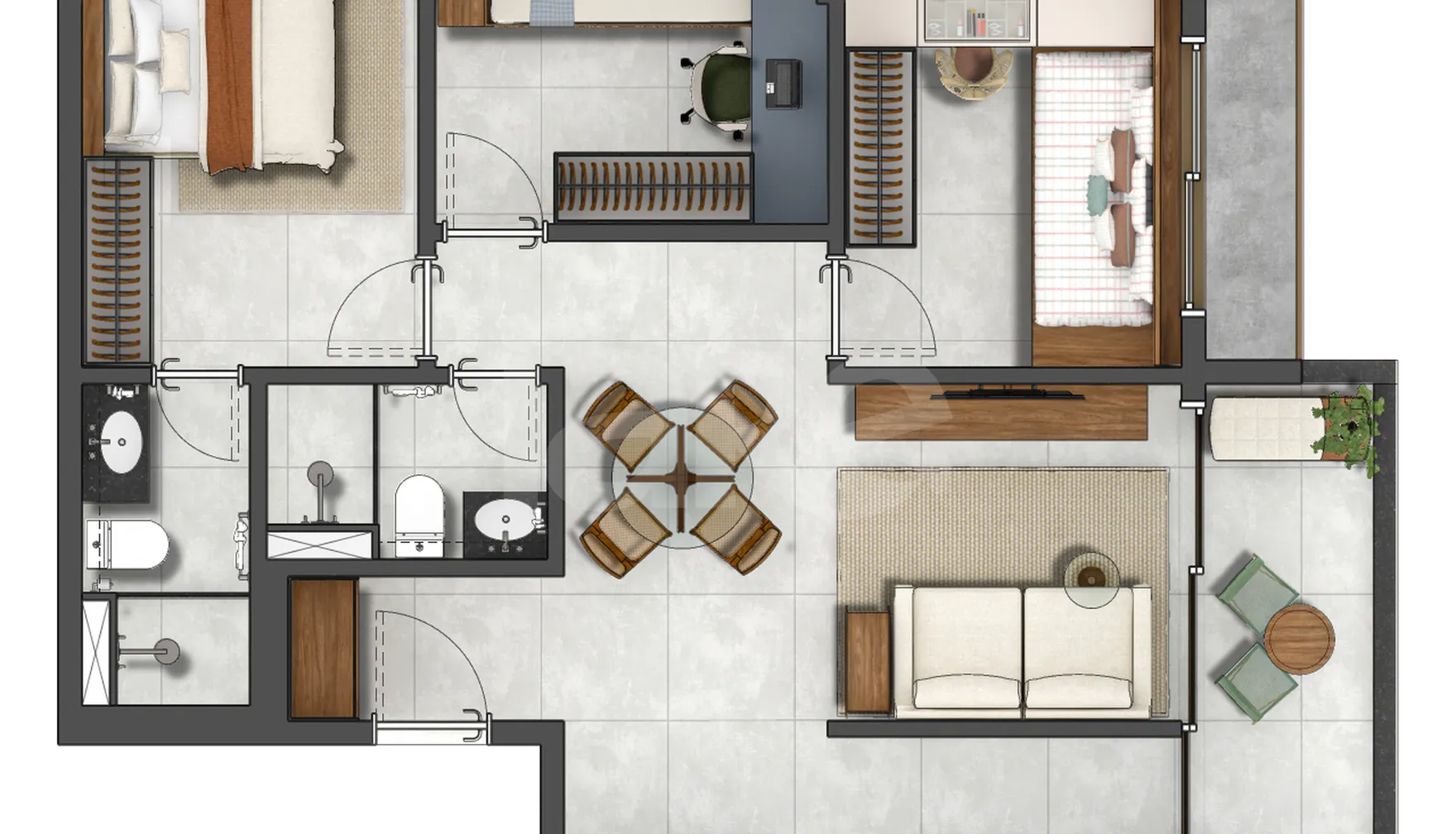 Planta — Apartamento 62,33 m²