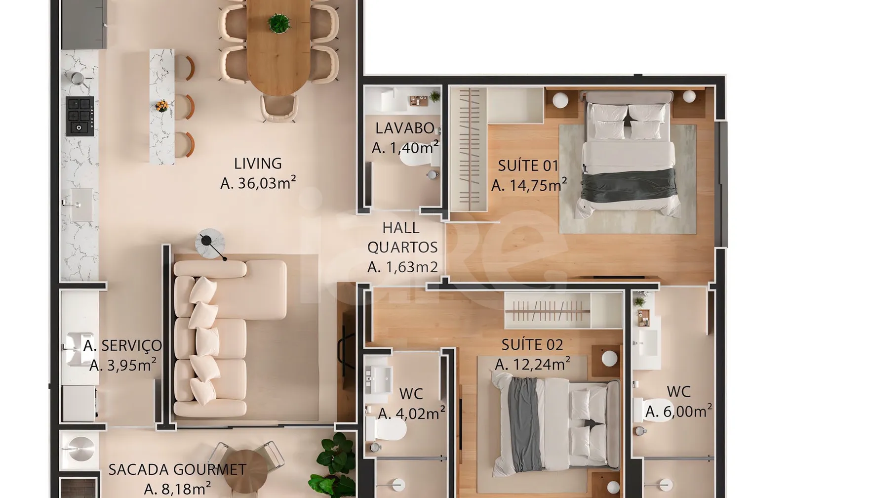 Planta — Apartamento 89,6 m²