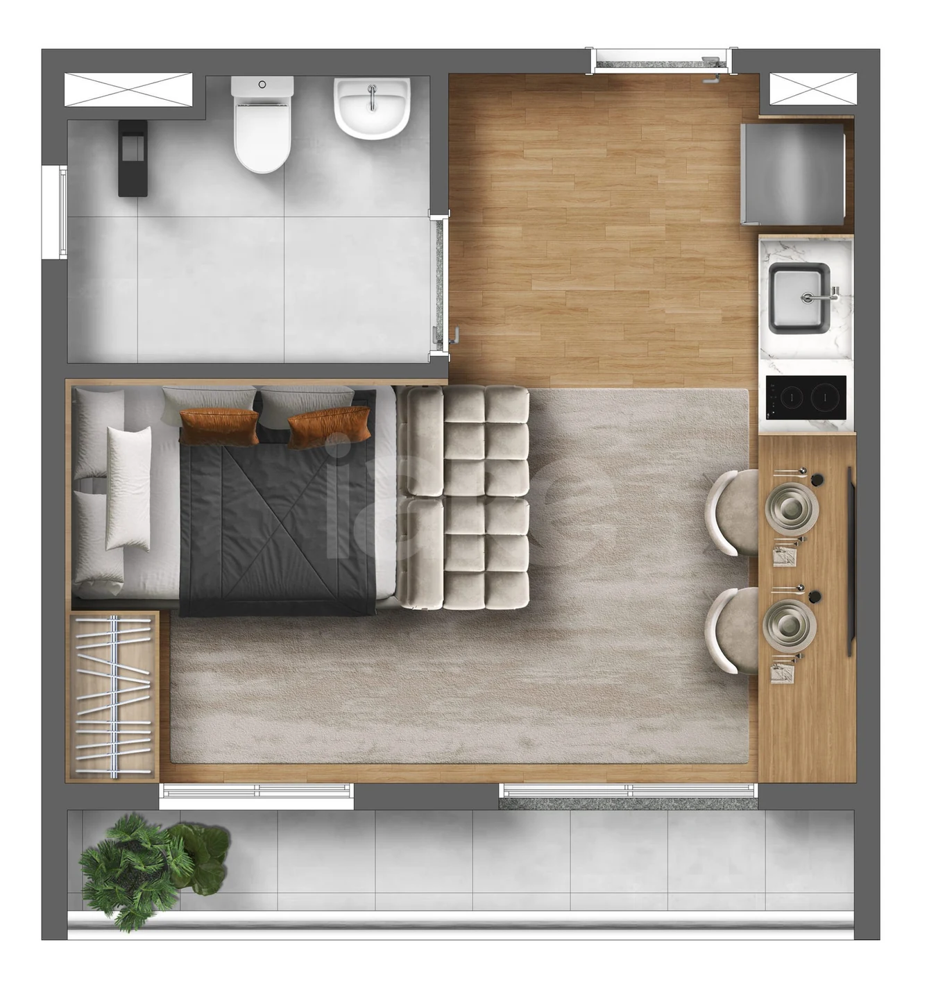 Planta — Studio 27,19 m²