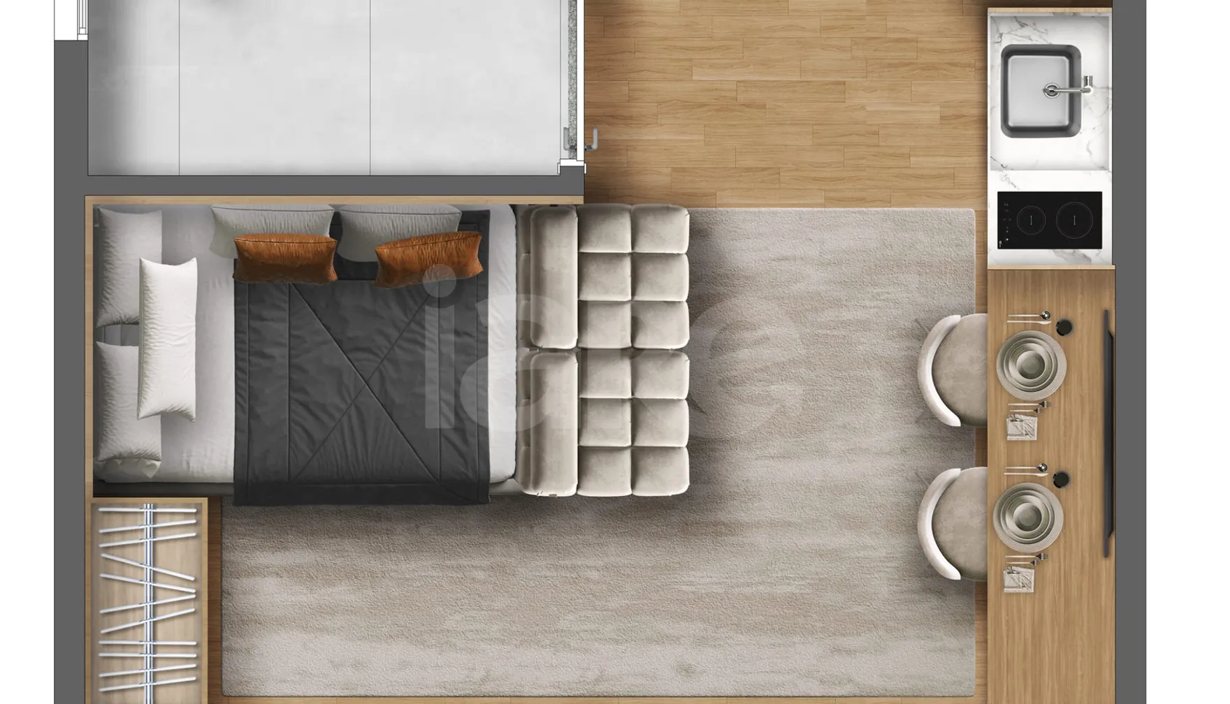 Planta — Studio 27,19 m²