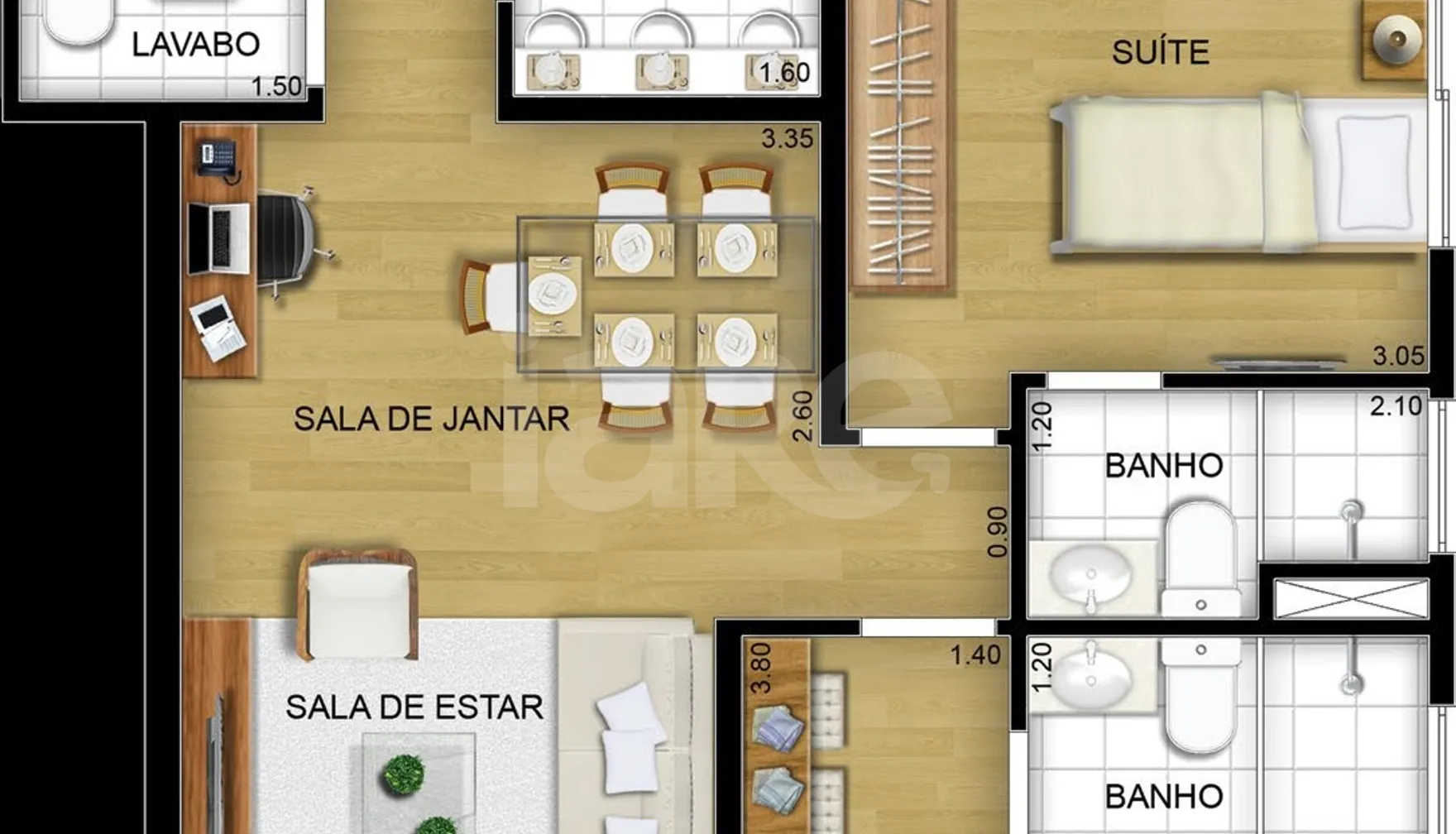 Planta — Apartamento 64,15 m²