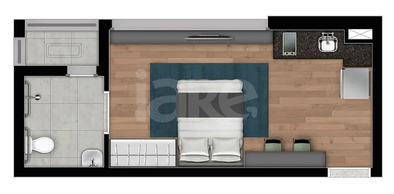Planta — Studio 26,12 m²