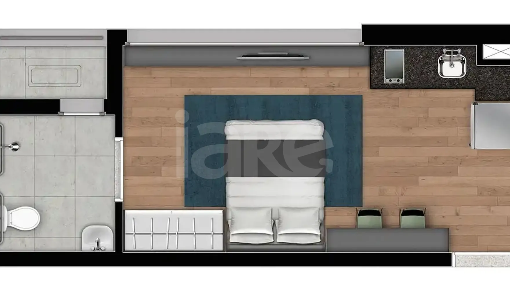 Planta — Studio 26,12 m²