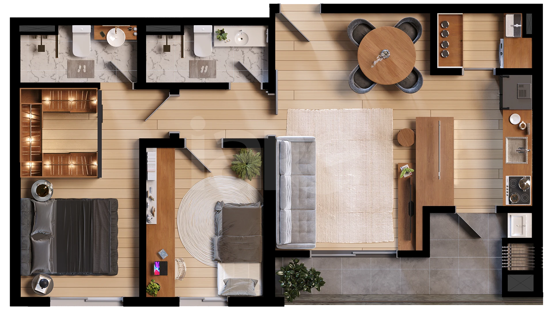 Planta — Apartamento 64,26 m²