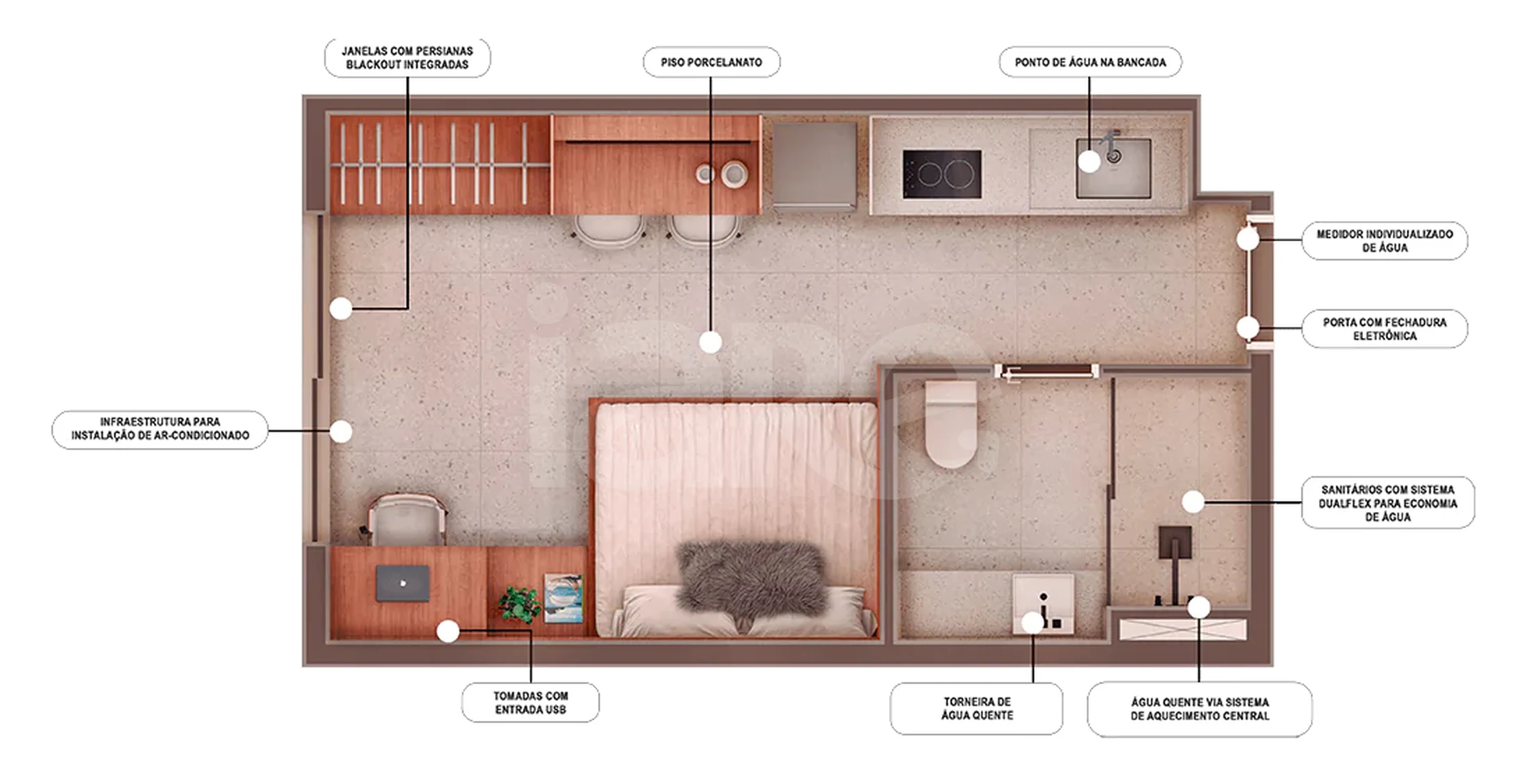 Planta — Studio 22,97 m²