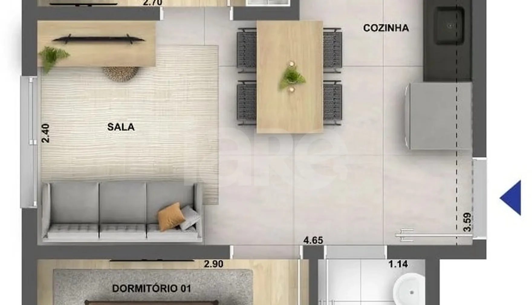 Planta — Apartamento 34 m²