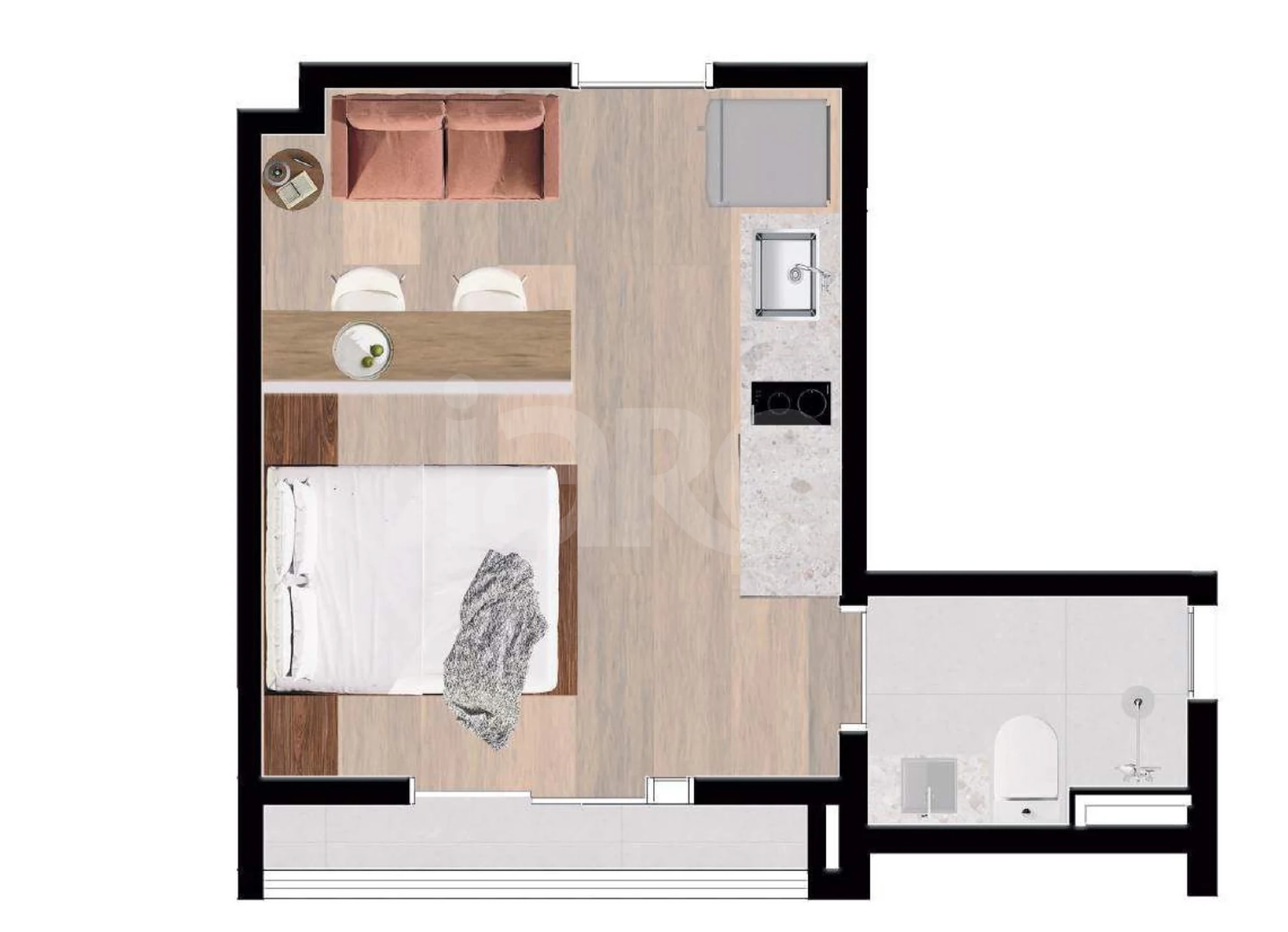Planta — Studio 23,91 m²