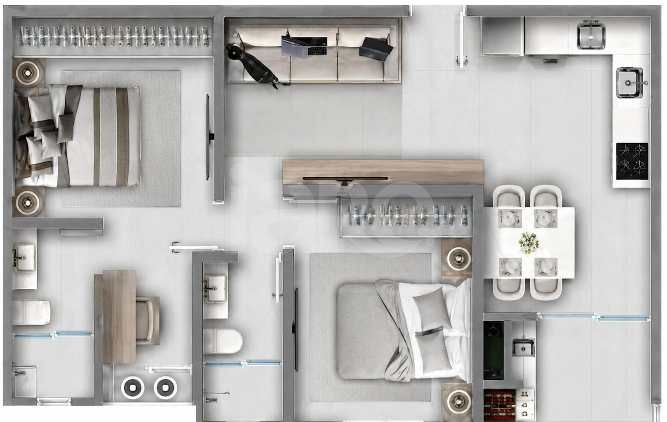 Planta — Apartamento 57 m²