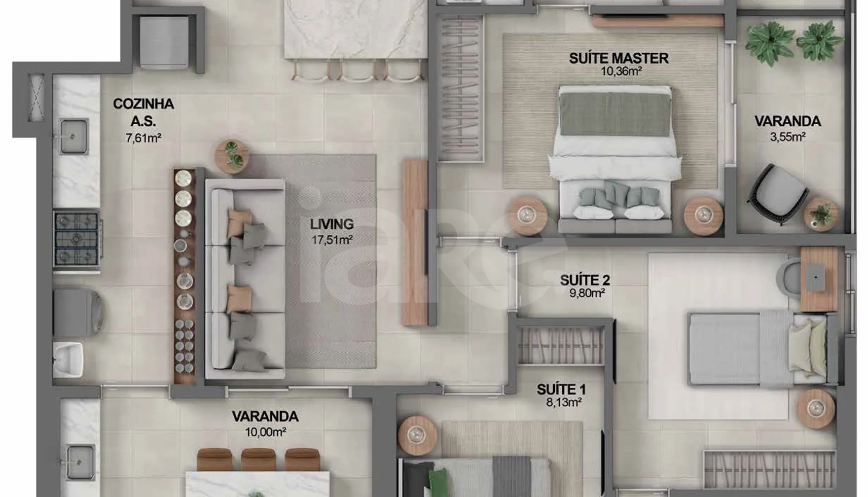 Planta — Apartamento 89,24 m²