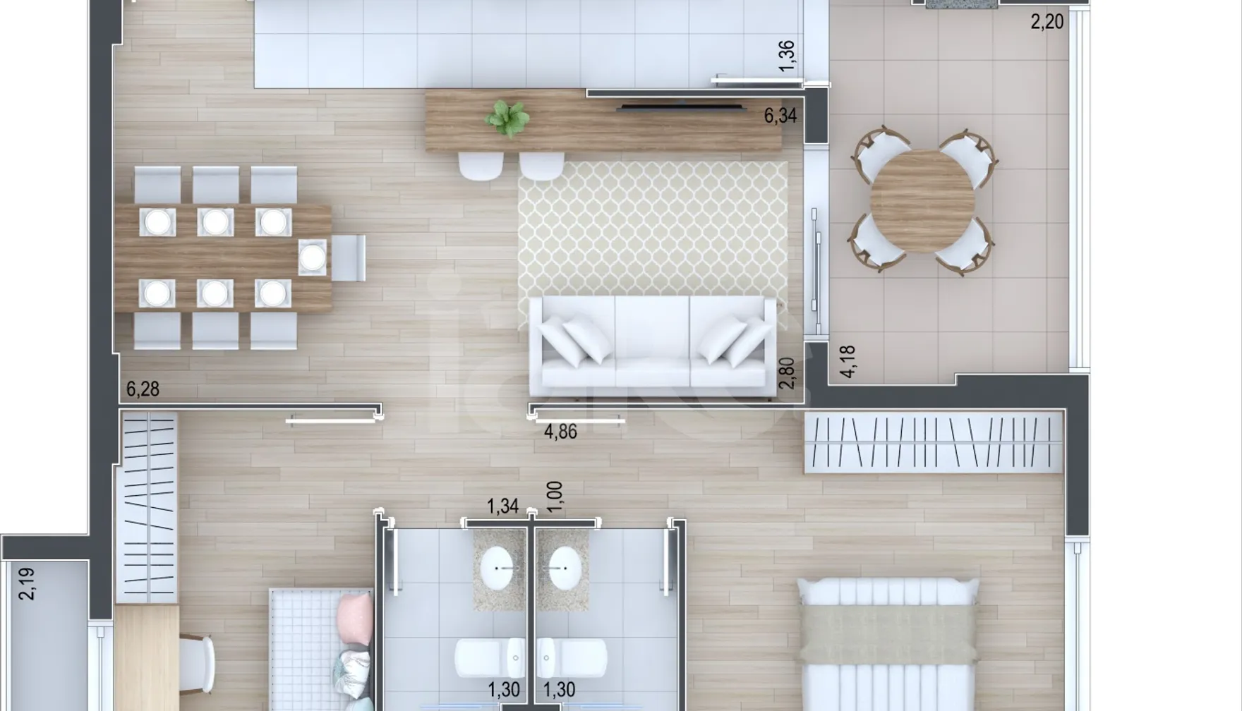 Planta — Apartamento 79,84 m²