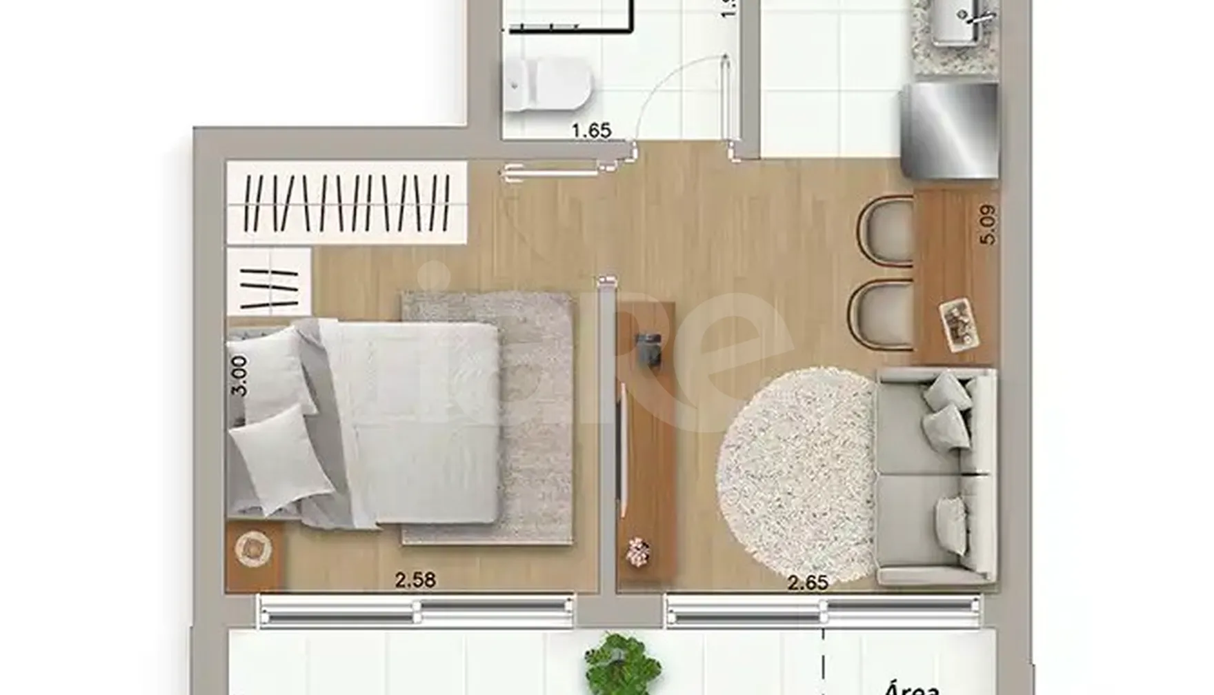 Planta — Apartamento 34,36 m²