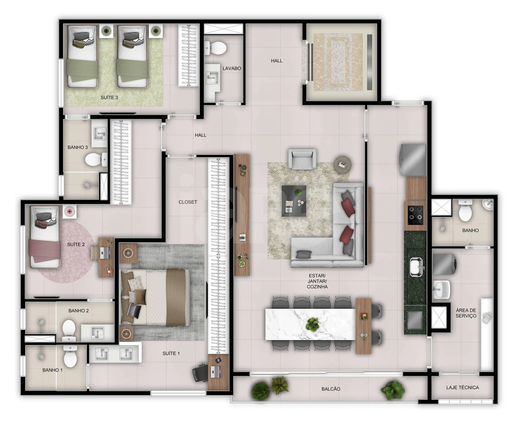 Planta — Apartamento 128,69 m²