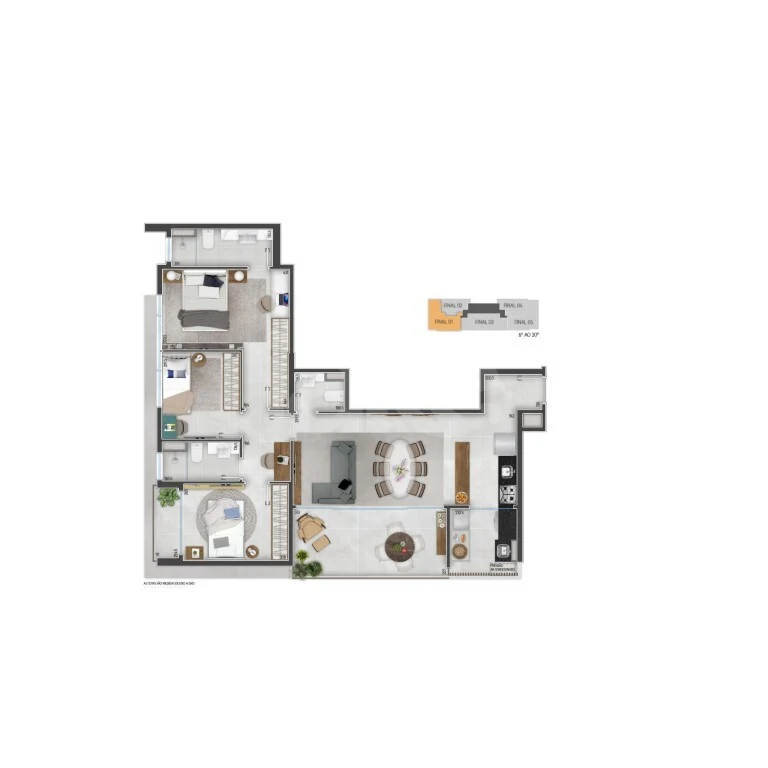 Planta — Apartamento 93,16 m²