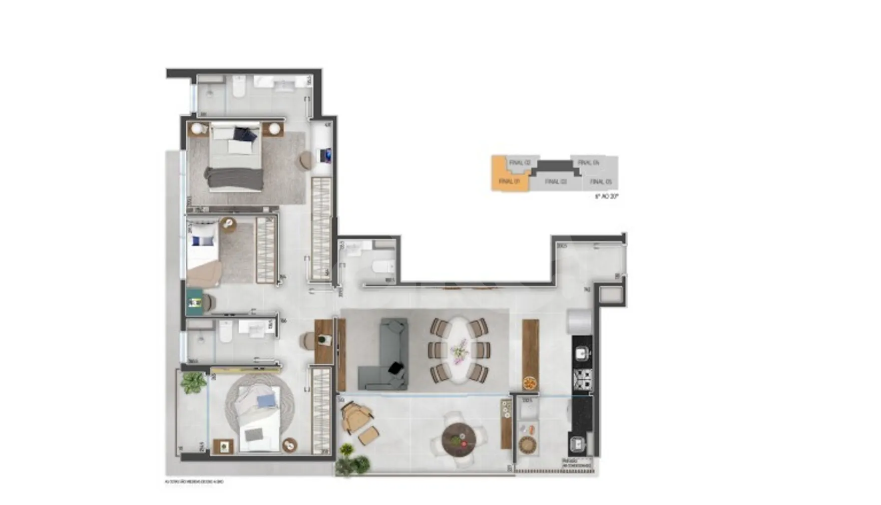 Planta — Apartamento 93,16 m²