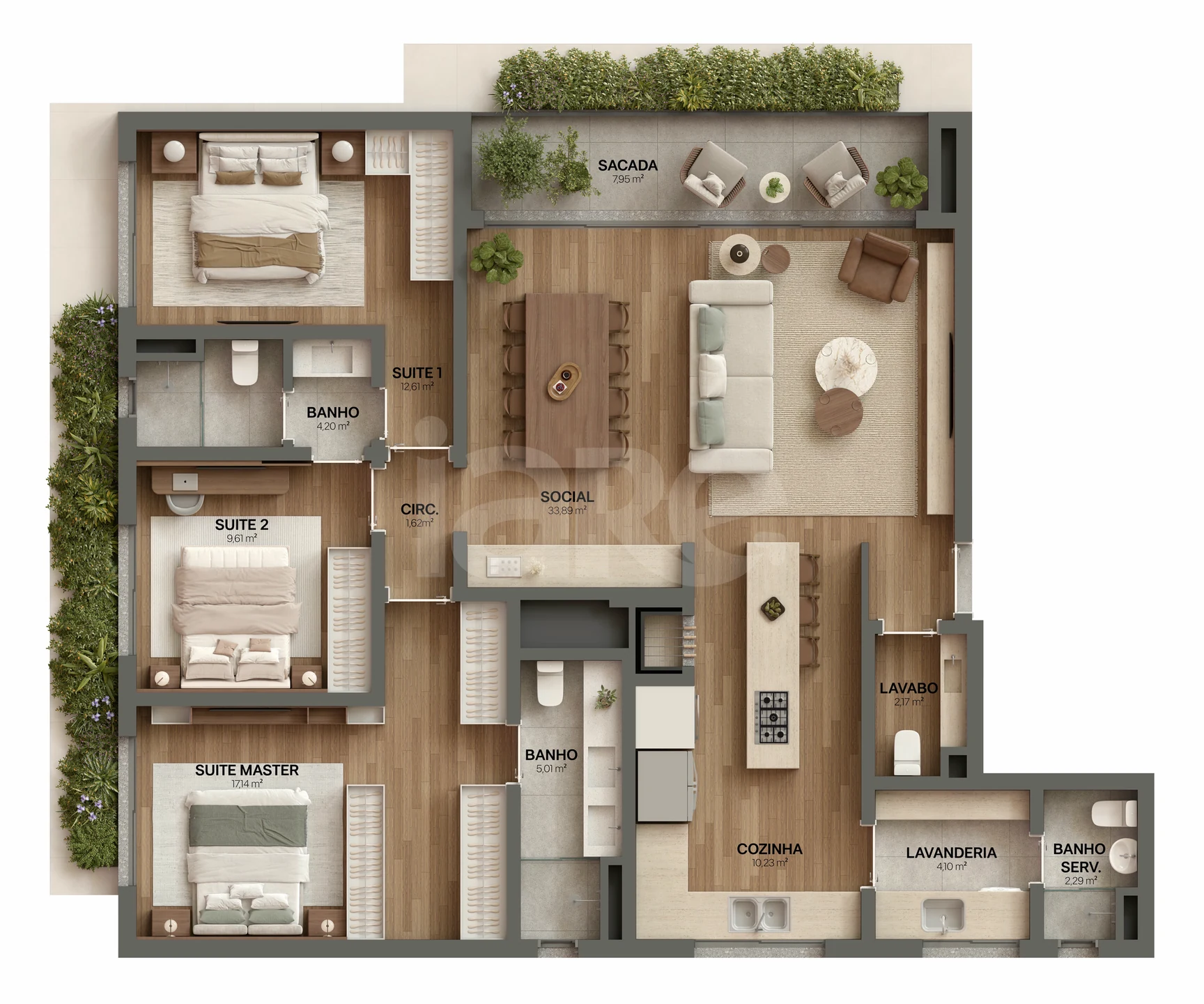 Planta — Apartamento 142 m²
