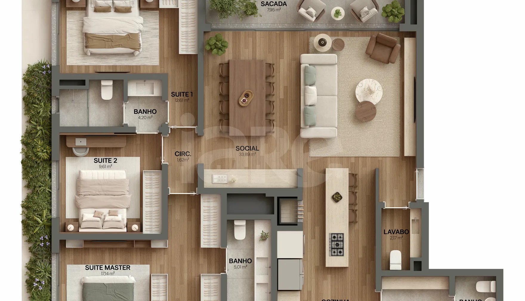 Planta — Apartamento 142 m²
