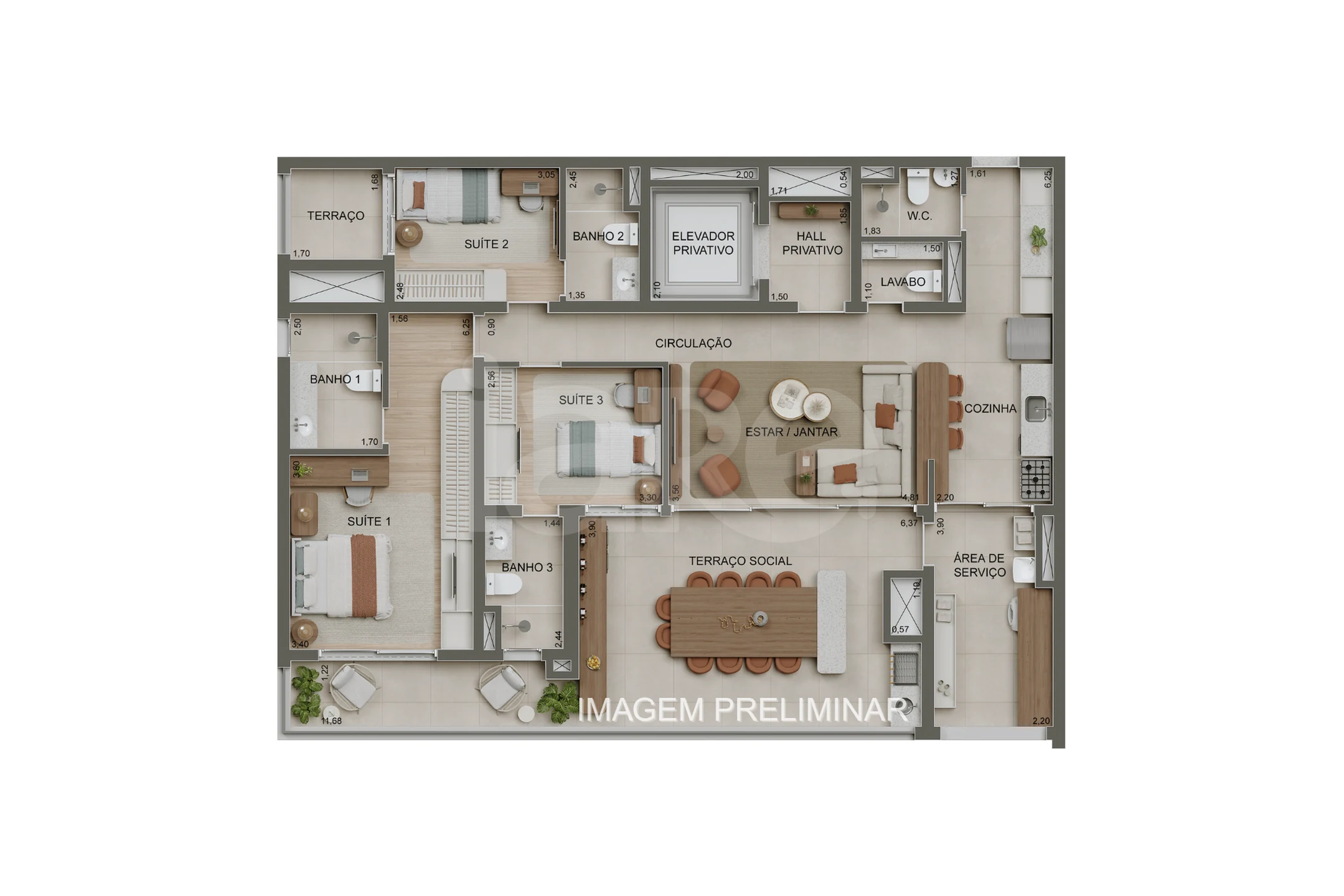 Planta — Apartamento 147,25 m²