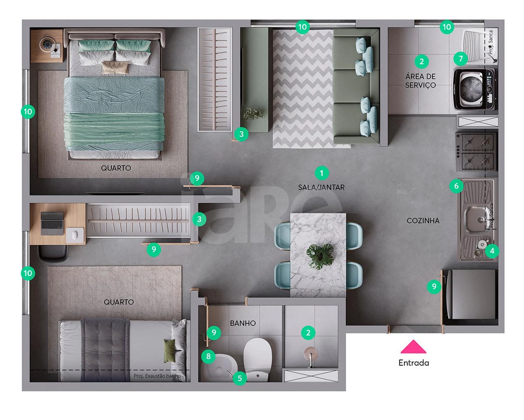 Planta — Apartamento 34,09 m²