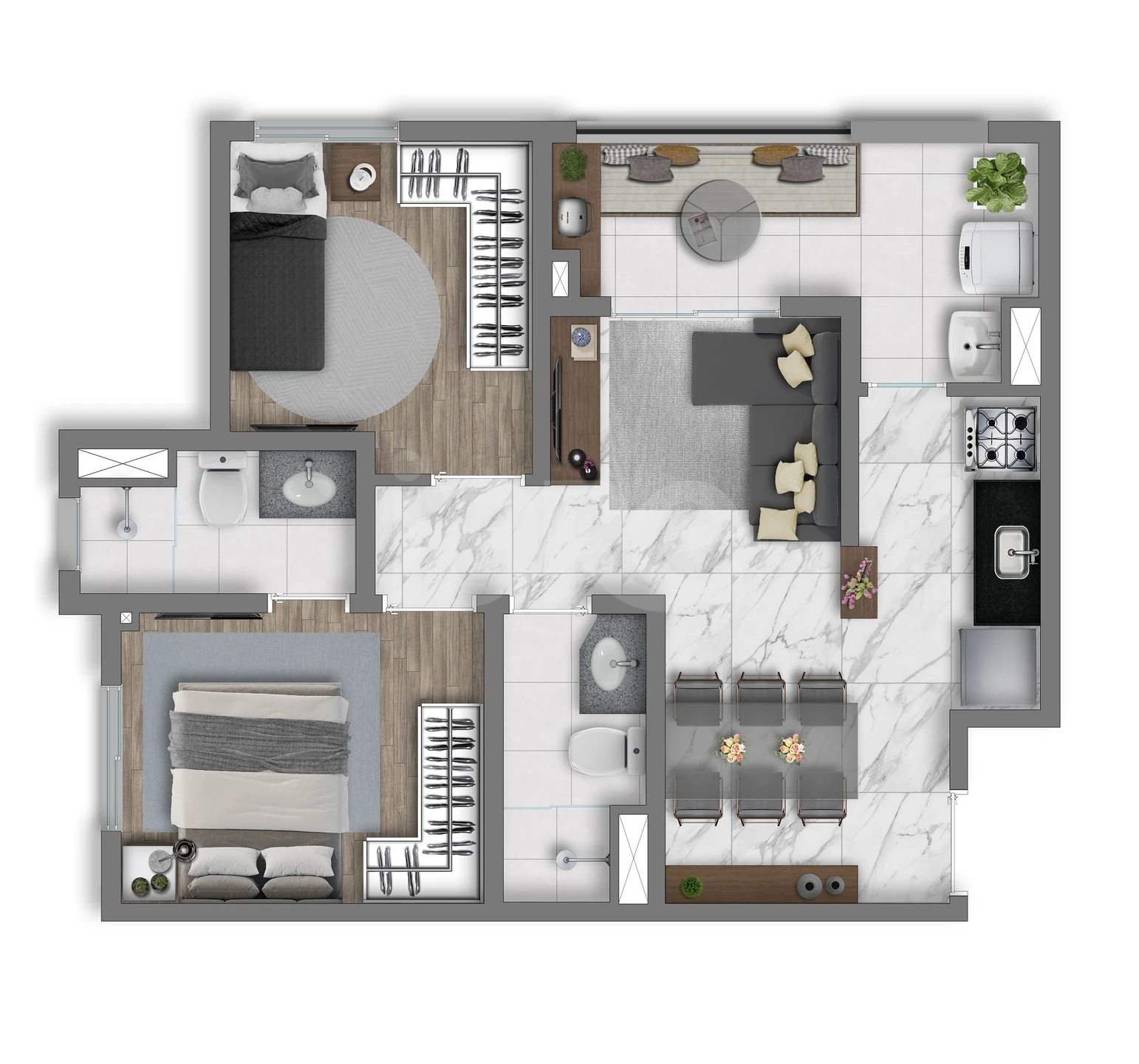 Planta — Apartamento 48,29 m²