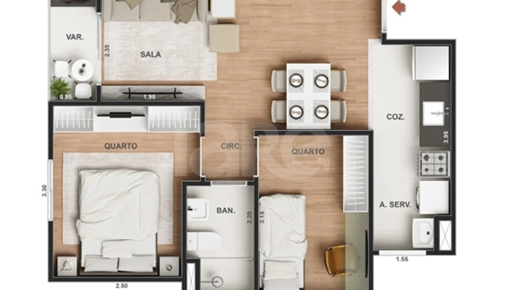 Planta — Apartamento 42,59 m²