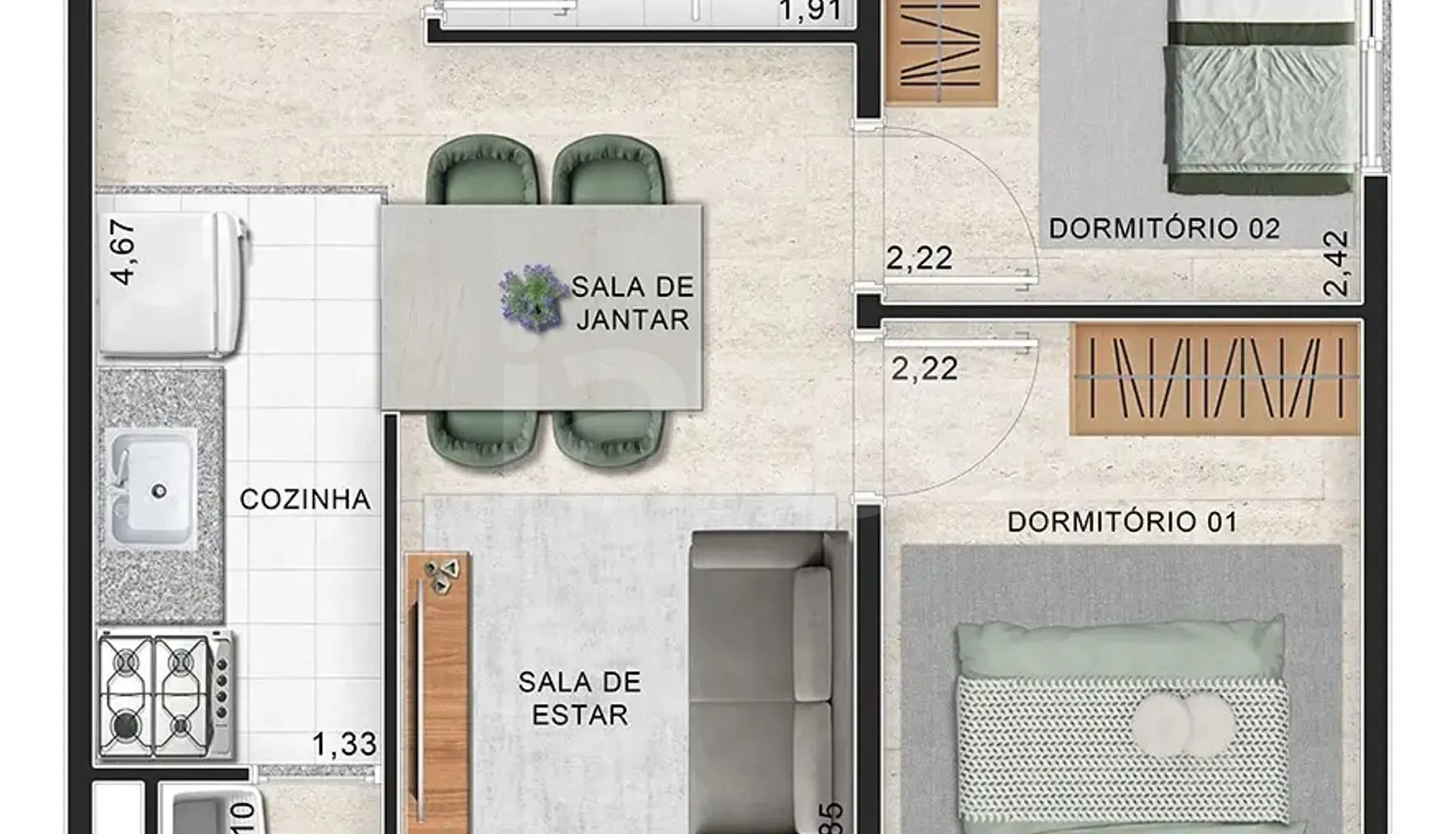 Planta — Apartamento 38,27 m²