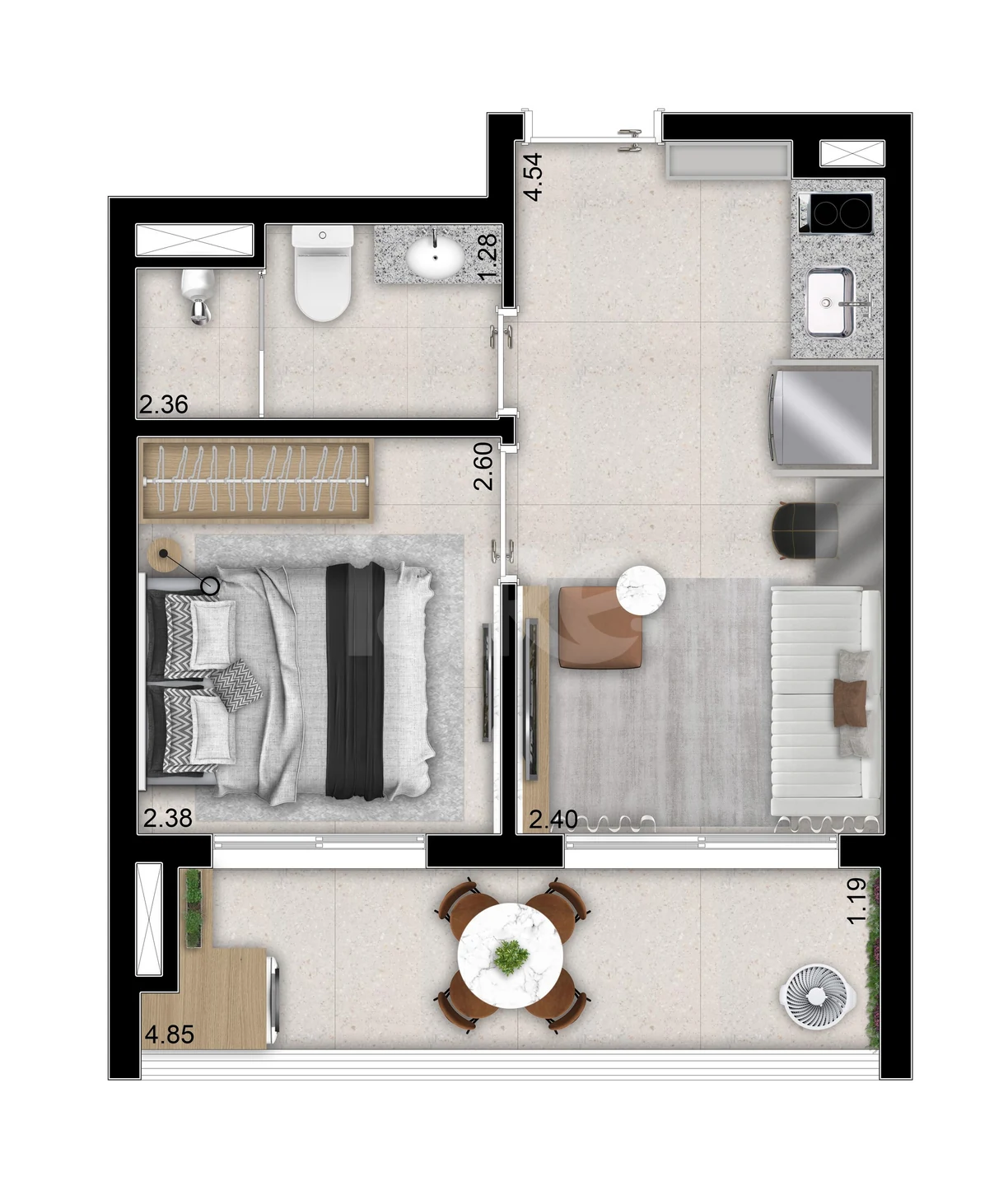 Planta — Apartamento 28,83 m²