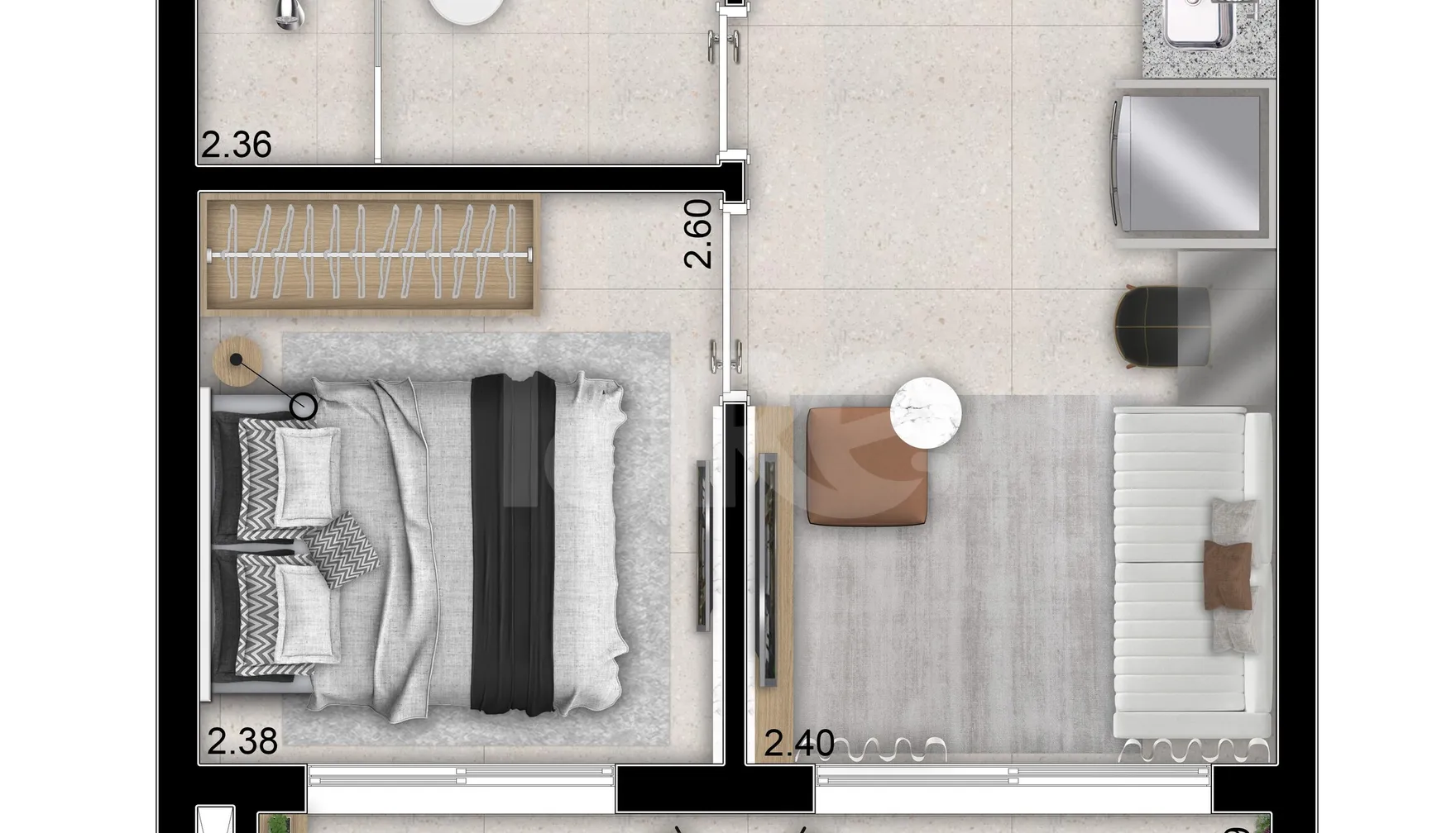 Planta — Apartamento 28,83 m²