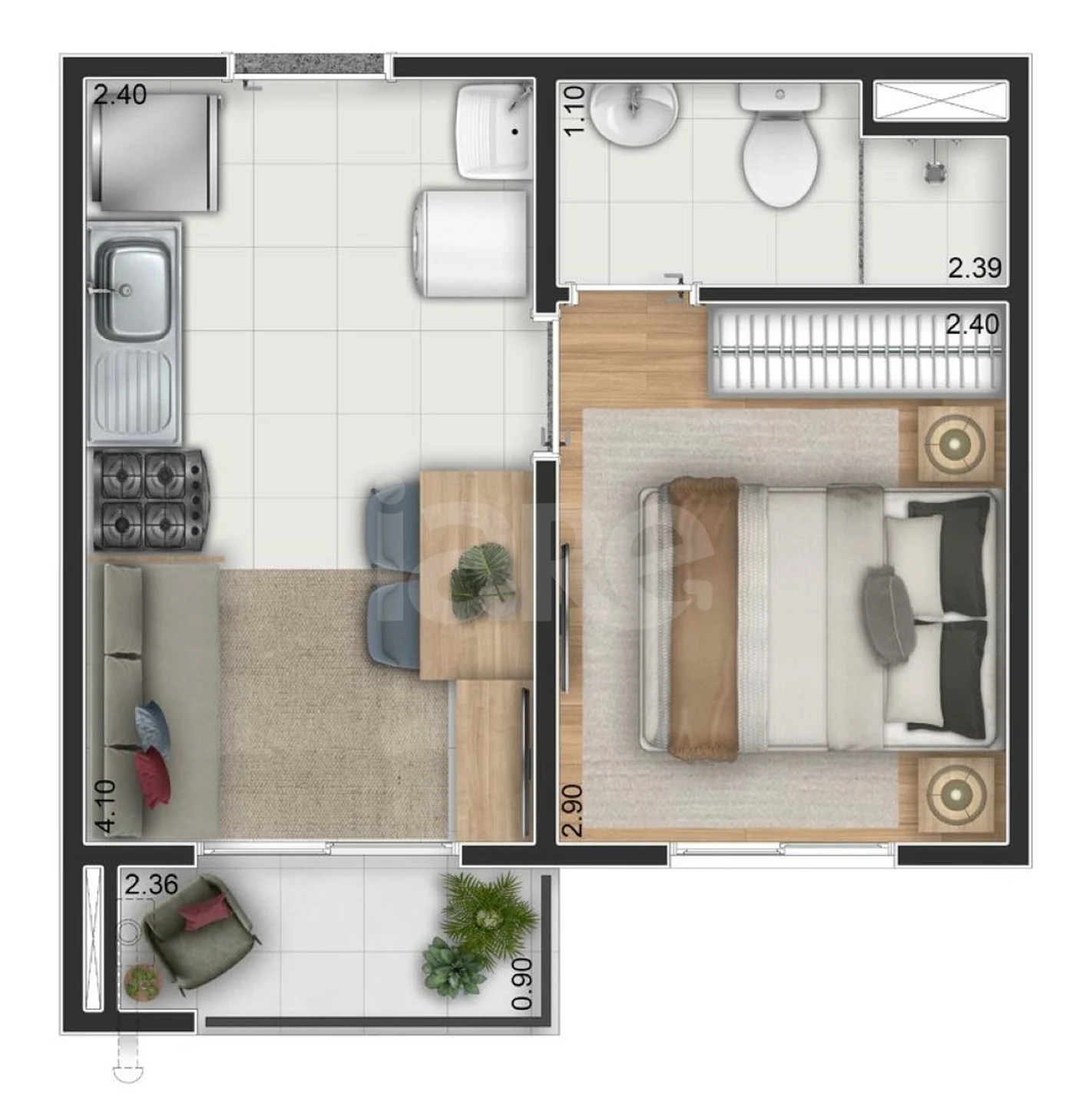 Planta — Apartamento 25,01 m²