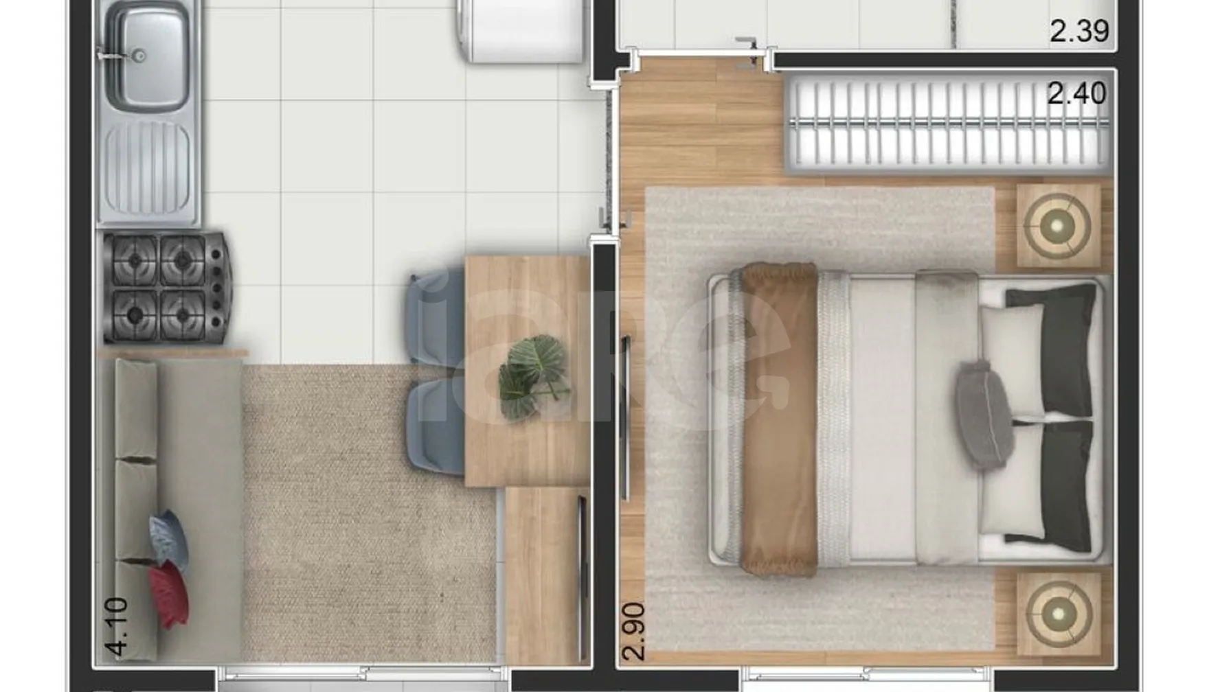 Planta — Apartamento 25,01 m²