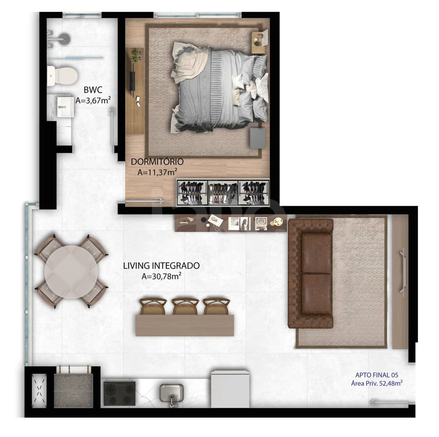 Planta — Apartamento 52,48 m²