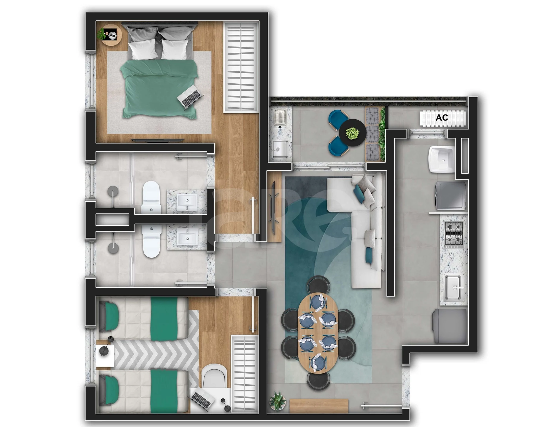 Planta — Apartamento 53,33 m²