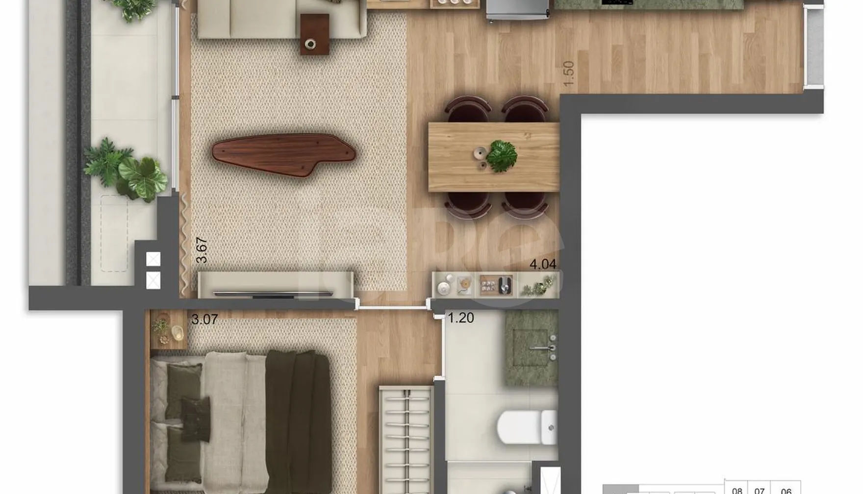 Planta — Apartamento 38,75 m²