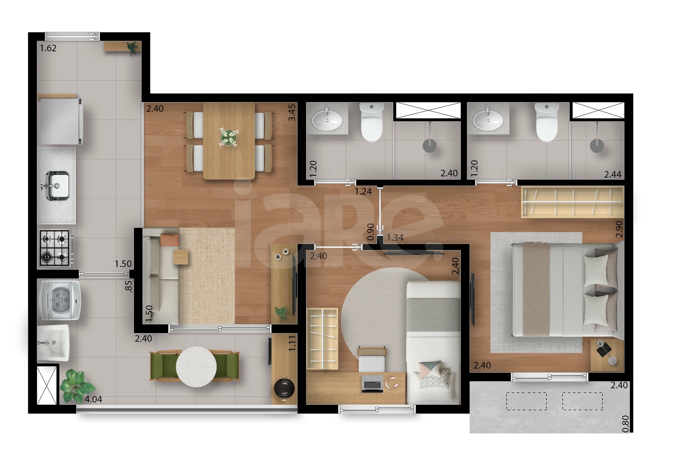 Planta — Apartamento 49 m²