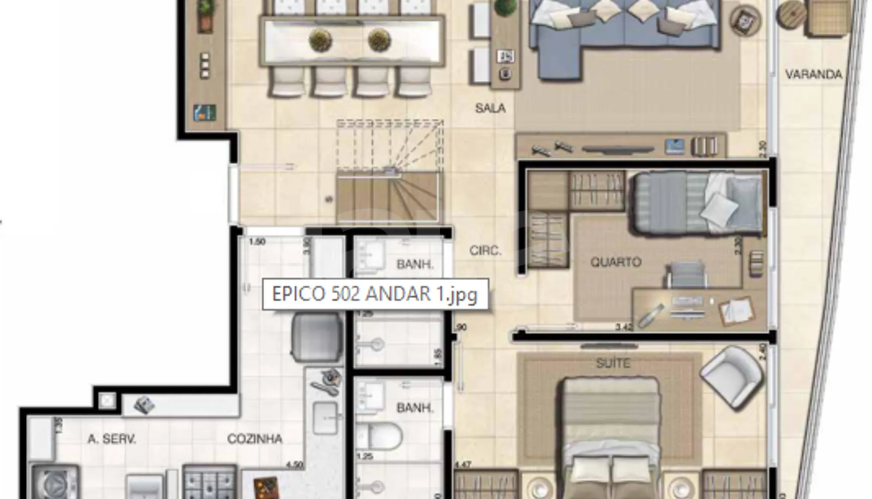 Planta — Cobertura Duplex 145,92 m²