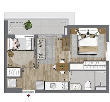 Planta — Apartamento 39,31 m²