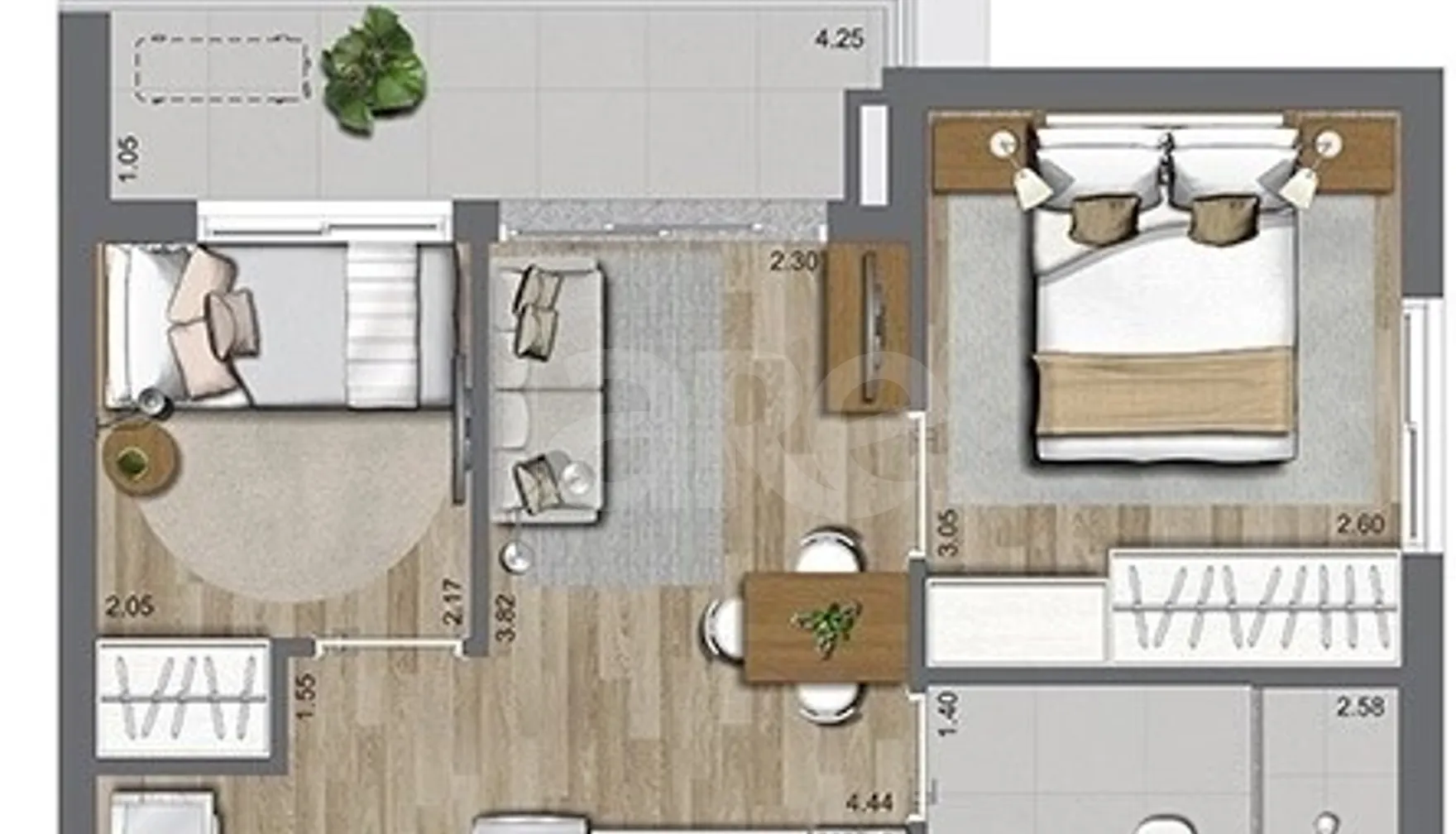 Planta — Apartamento 39,31 m²