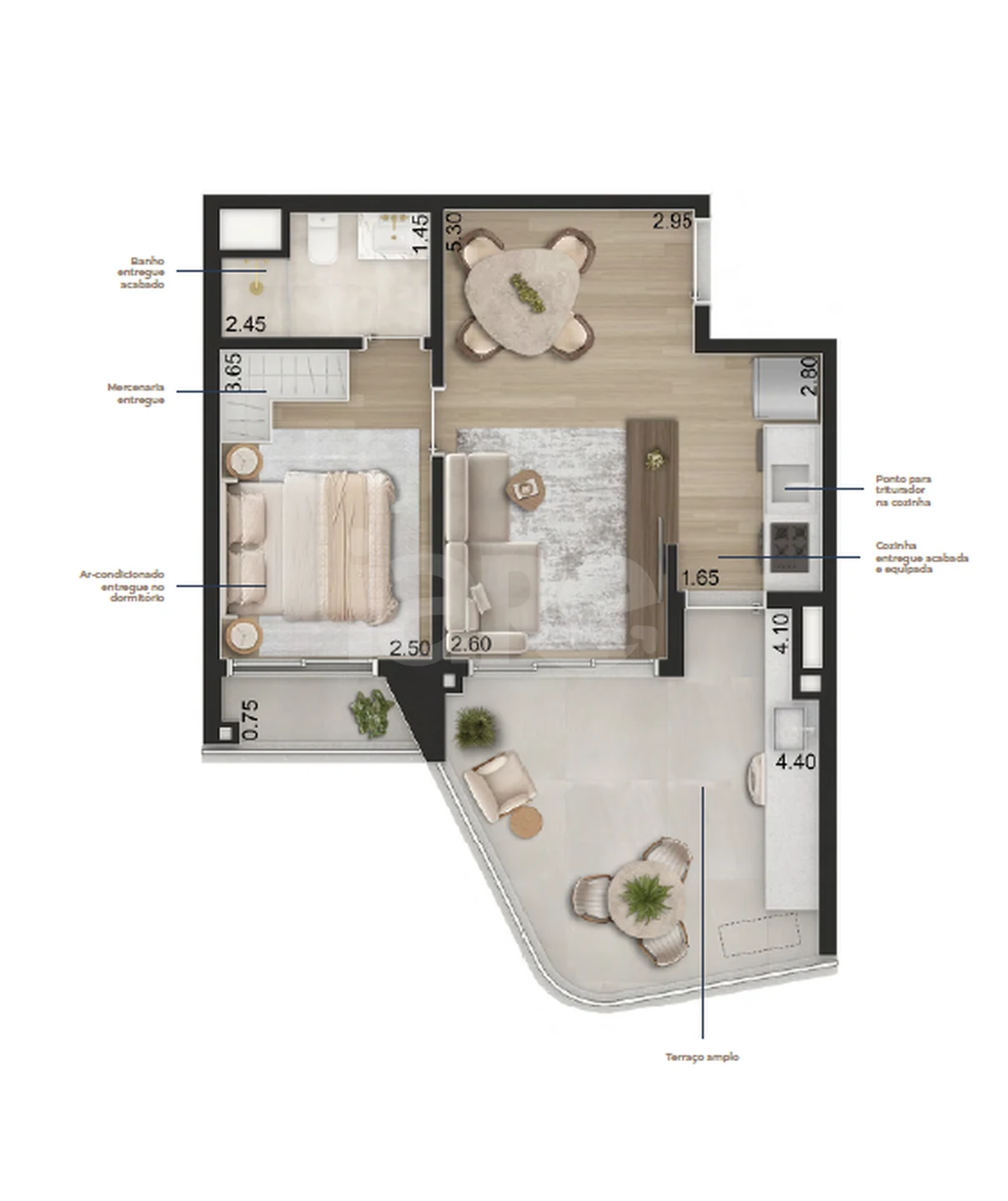 Planta — Apartamento 57,39 m²